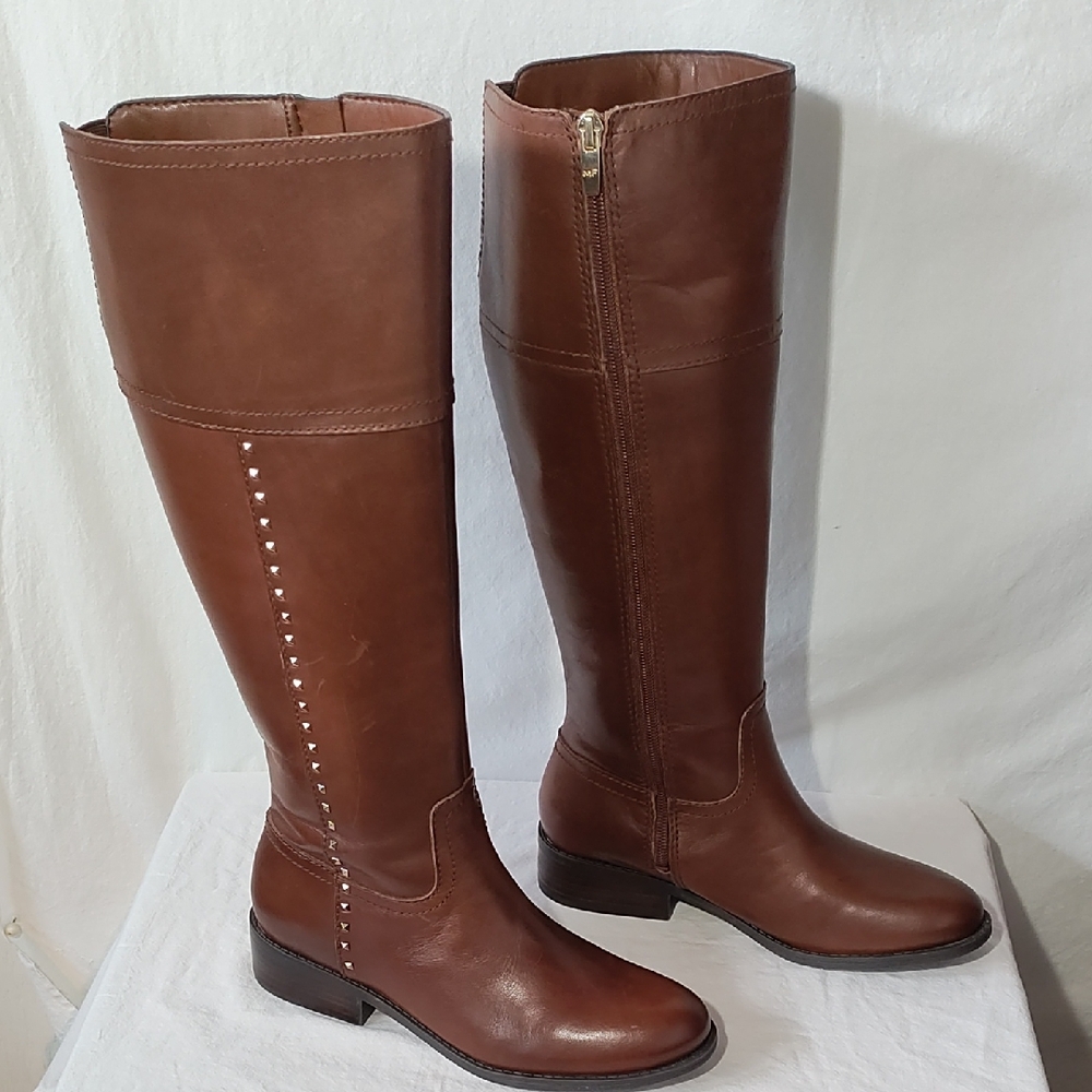 NWT Marc Fisher Brown Wide Calf Knee High Boots Sz 6.5 Zipper